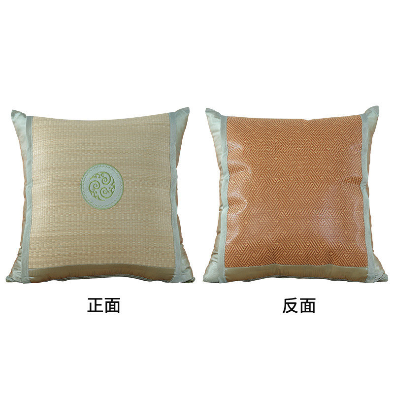 夏季抱枕套双面凉席靠垫套沙发靠垫蔺草办公室护腰靠垫套不含芯