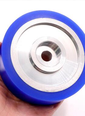 华奇定制包滚轮蓝色减震耐磨铝芯橡胶硅胶胶轮订做金属硅胶轮定做