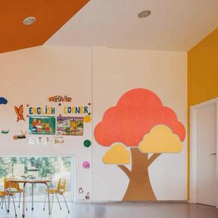 幼儿园学校教室走廊墙面大树冠造型自粘功能性墙贴毛毡板照片扎板