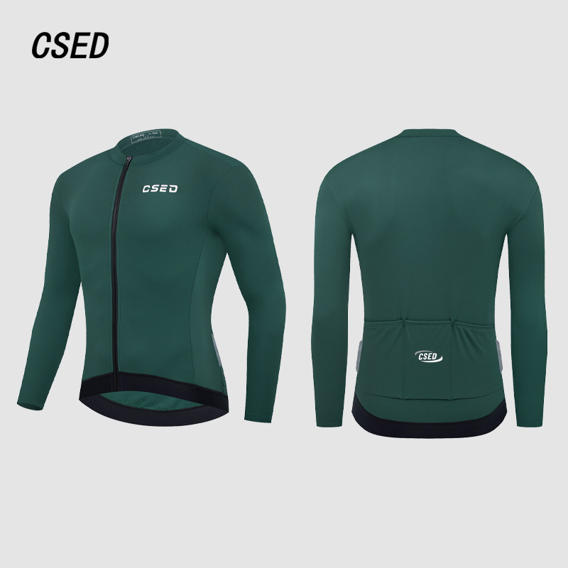 CSED骑行服男款长袖抓绒防风保暖纯色简约防晒抗起球2024新款秋冬