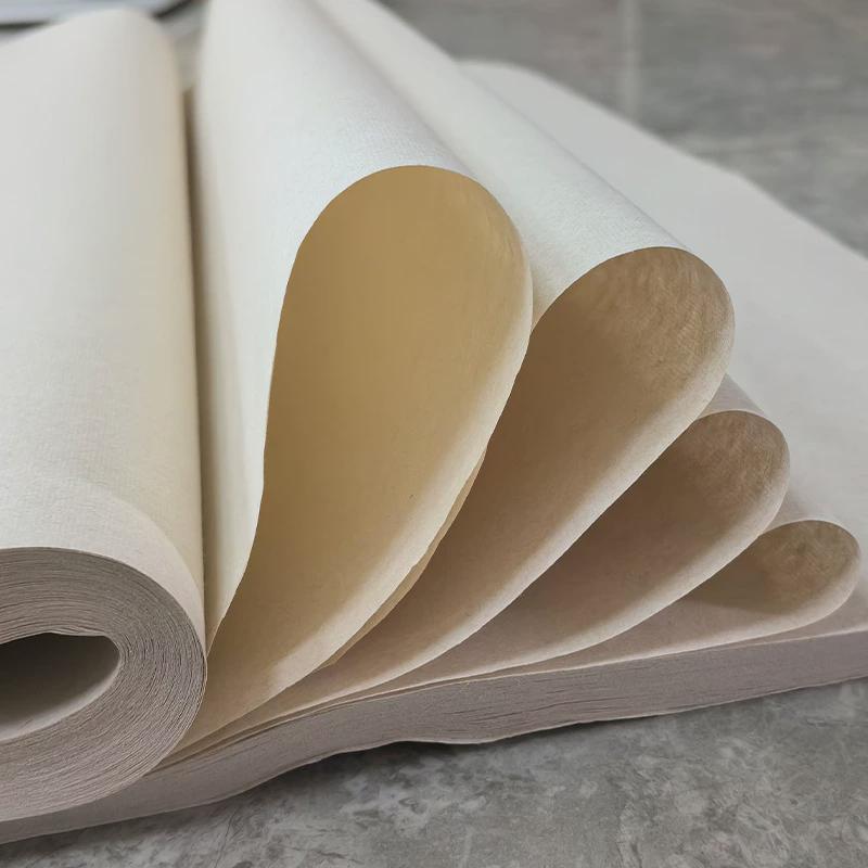 加厚楮皮宣纸黄麻皮纸四尺六尺作品宣纸仿古半生熟国画生宣书法