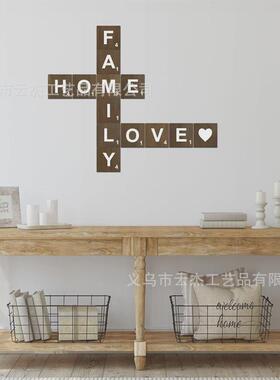 新款木制装饰方形木质字母墙艺农舍厨房客厅卧室墙壁装饰