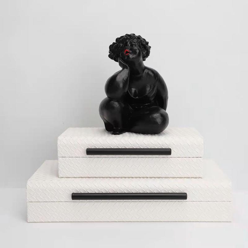 现代首饰盒创意编织纹首饰盒摆件样板间卧室梳妆台桌面装饰收纳