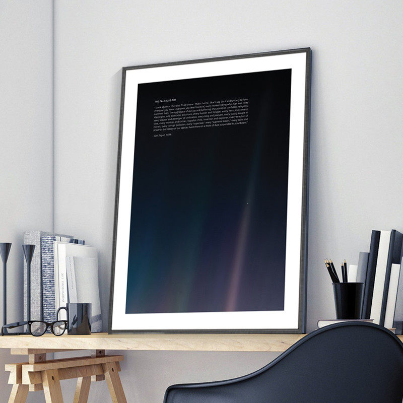 淡蓝色圆点装饰画客厅墙画卧室抽象壁画宇宙星空太空暗淡蓝点挂画