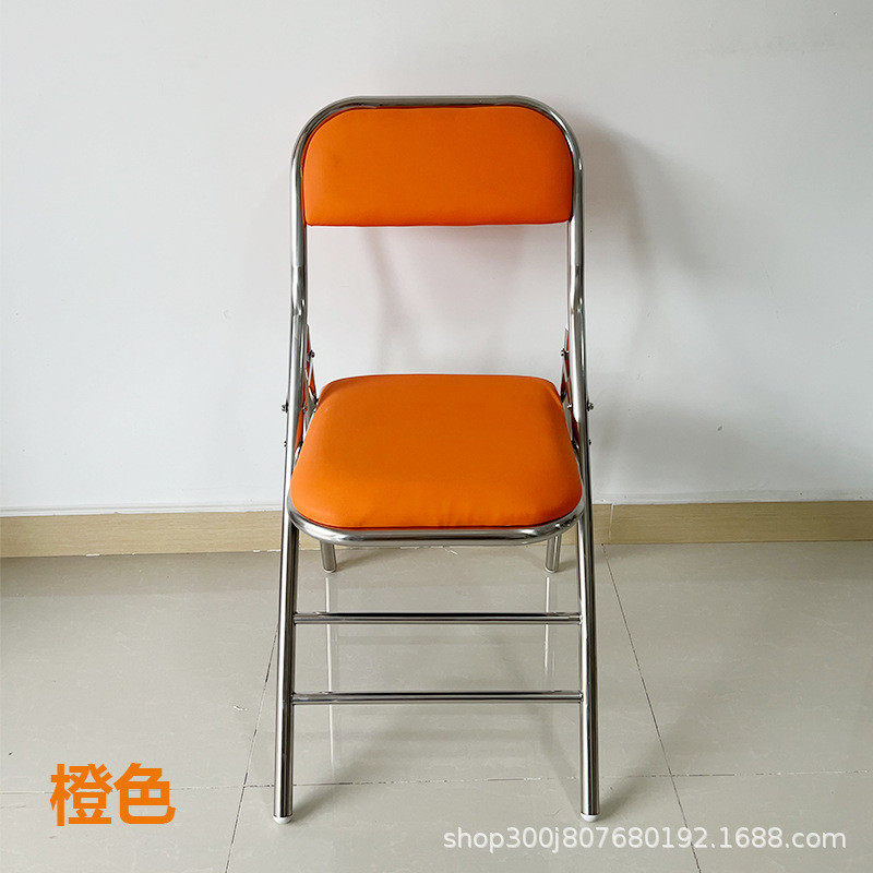 不锈钢椅子折叠餐椅便携休闲座靠背椅单人办公椅商用餐厅椅凳