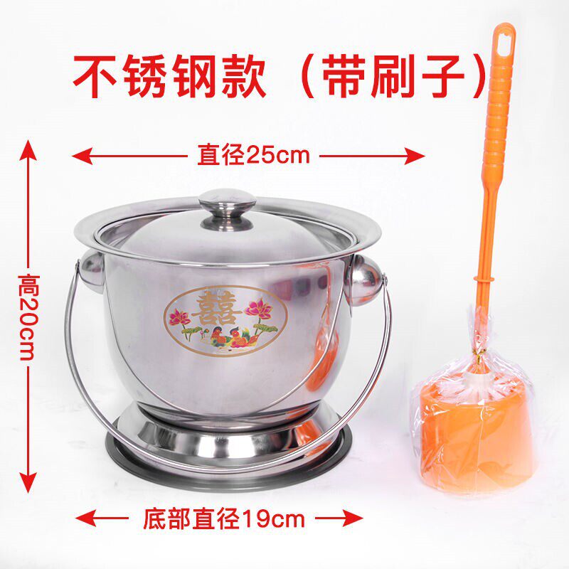 m3no批发老式搪瓷高脚夜用老年人卧床家用卧室便盆坐便器加厚痰盂