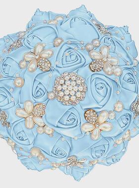 长期供应新娘缎带花束点缀玫瑰婚礼手抛花装饰仿真花手捧花W251A