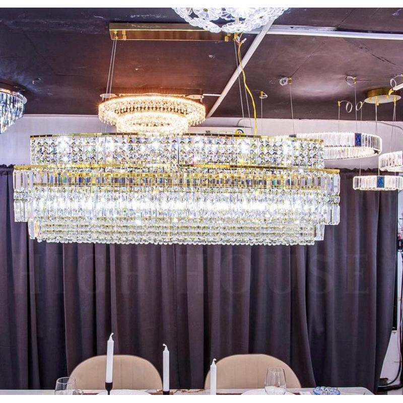 高档吧台吊灯轻奢水晶灯豪华餐厅灯长方形设计师创意中山灯具
