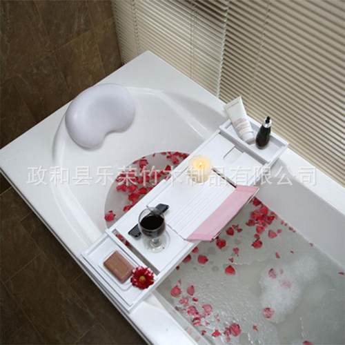 工厂直供可伸缩防滑肥皂盒架浴缸置物托盘泡澡架带浴缸毛帽架