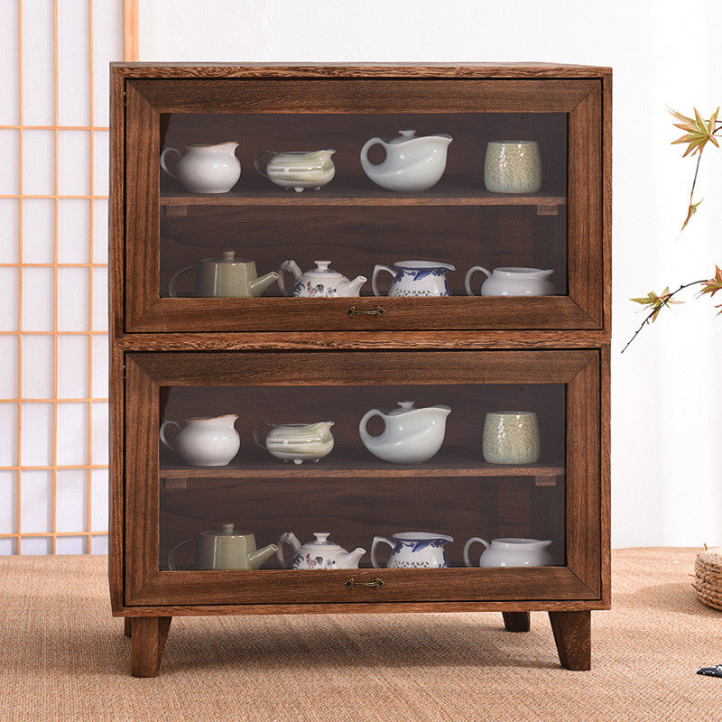 实木桌面茶壶收纳柜碗柜茶杯茶具防尘器皿餐边柜置物架茶柜博古架,餐饮具,茶道/零配,淘宝优惠券,粉丝福利购,淘宝优惠卷