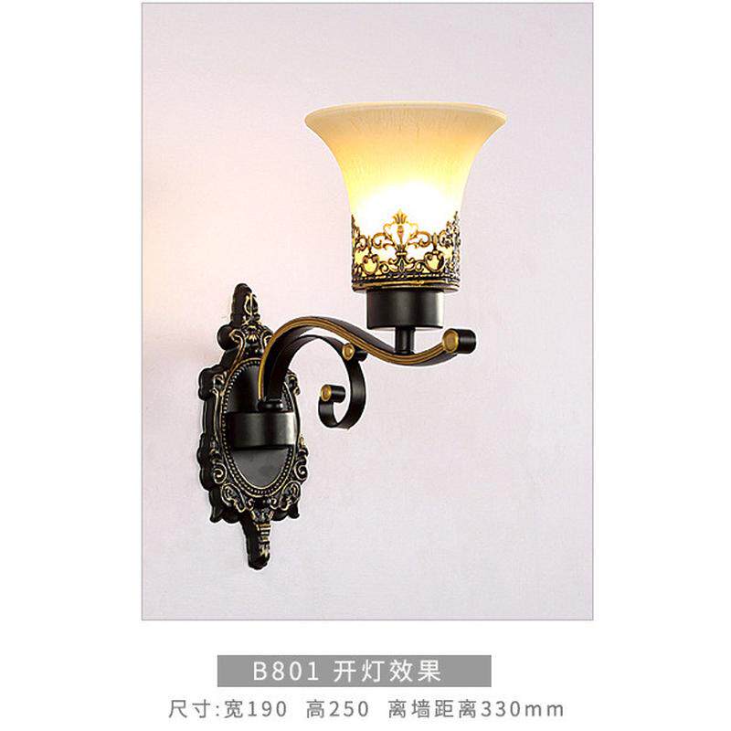 灯具卧室床头灯走廊灯客厅复古简约楼梯走廊壁灯双头铁艺阳台美式