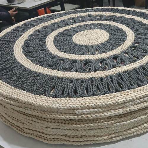 圆形卧室床边蒲草绳机钉地毯客厅简约茶几草编坐垫民宿风家用地毯