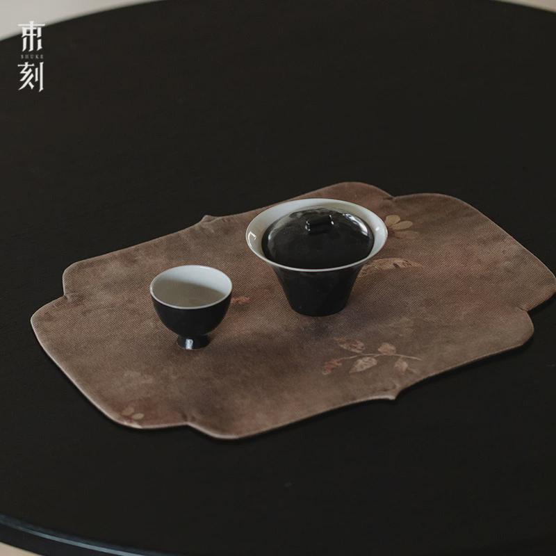 束刻棉印花防水茶席干泡席禅意茶具茶桌垫隔热茶垫茶具配件茶布