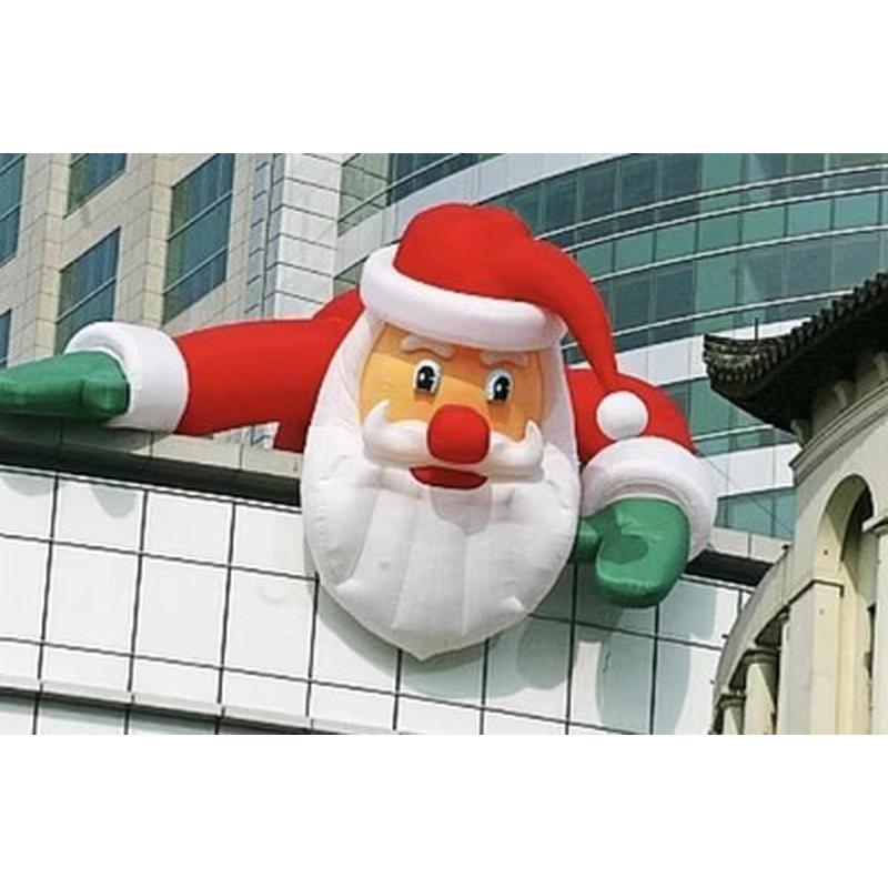充气圣诞老人装饰气模户外悬挂发光爬墙雪树拱门商场大型卡通模型