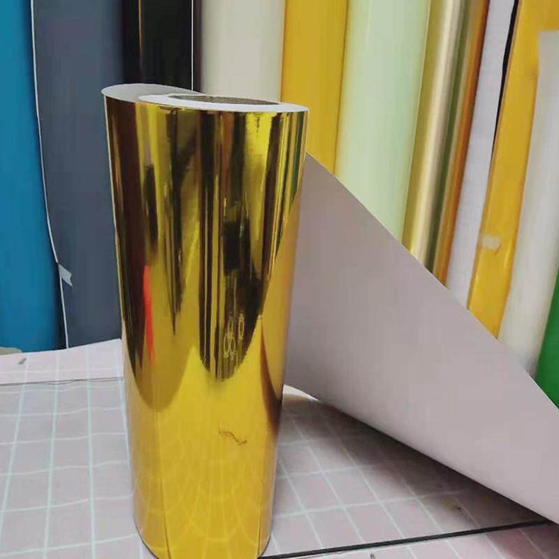 人气新款纯色客厅家用PET材质光面金墙纸自粘镜面银色即时贴哑金