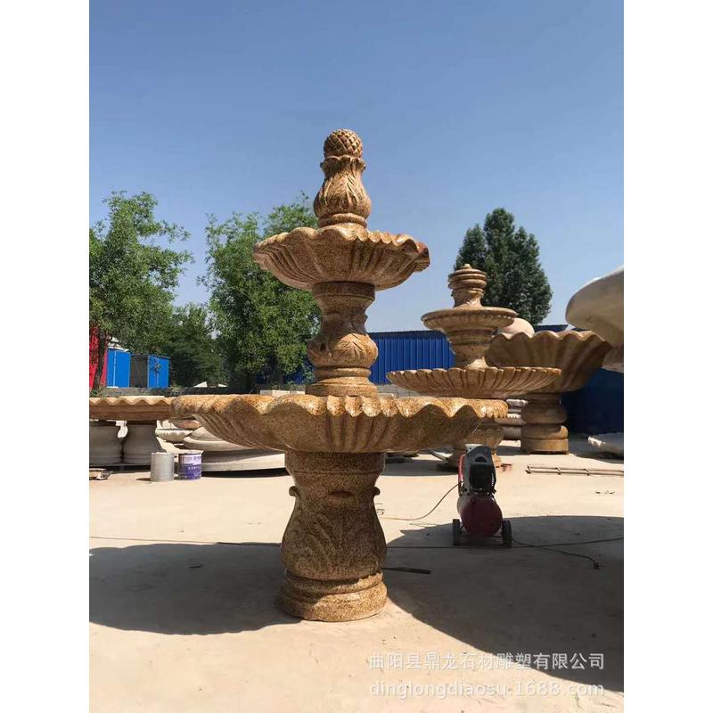 石雕喷泉户外庭院流水景观园林欧式摆件钵鱼池石材水系大型水