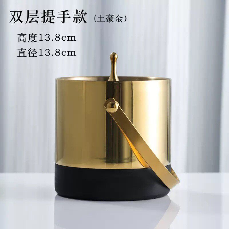 不锈钢双层保温手提冰桶带盖饮酒吧商用红酒多用具保温桶