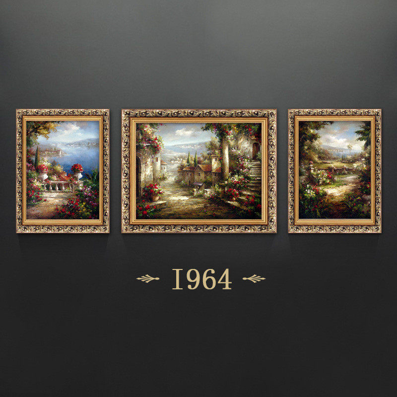 美式装饰画壁画沙发背景墙挂画新款客厅三联画轻奢地中海欧式卧室