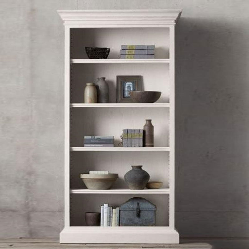 木法式复古书架天地锁别墅储物柜白蜡美式实木书柜两门书橱