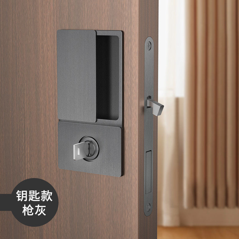 极简房门锁平开门锁隐形内嵌式实木门静音磁吸口袋暗藏锁门推拉门