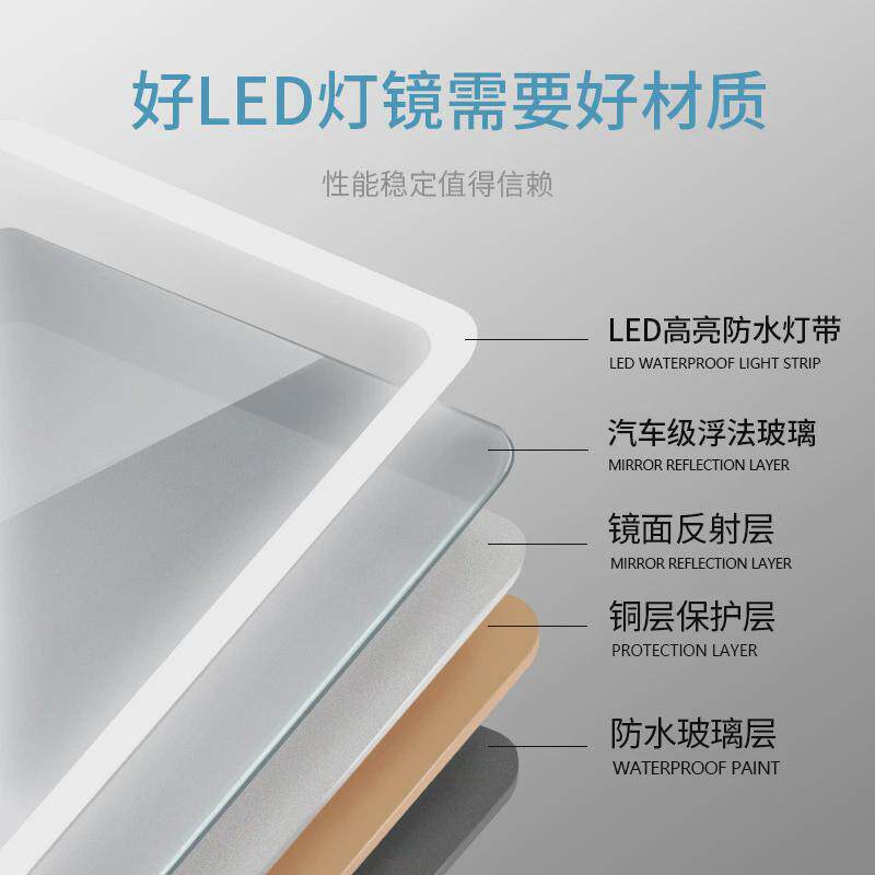 定制浴室镜子圆镜led洗手间防雾发光酒店卫生间智能镜子带灯挂墙