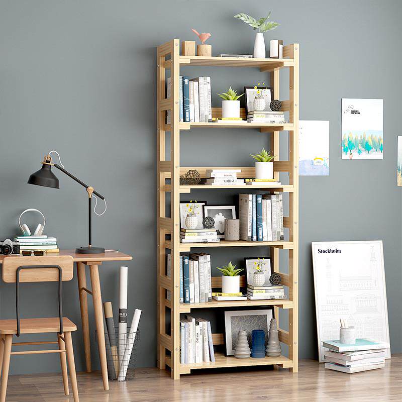 置物架实木打印机架子落地收纳厨房阳台客厅简约书架多层货架木架