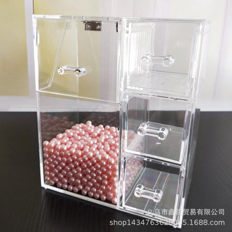 防尘翻盖含珍珠三抽套刷化妆刷眉笔收纳盒展示架ps注塑刷多功能桶