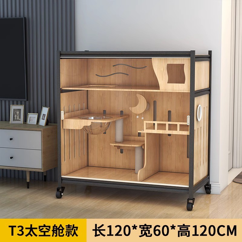 萌助实木猫柜系列室内寄养柜猫笼超大家用一体式空间猫屋窝猫别墅