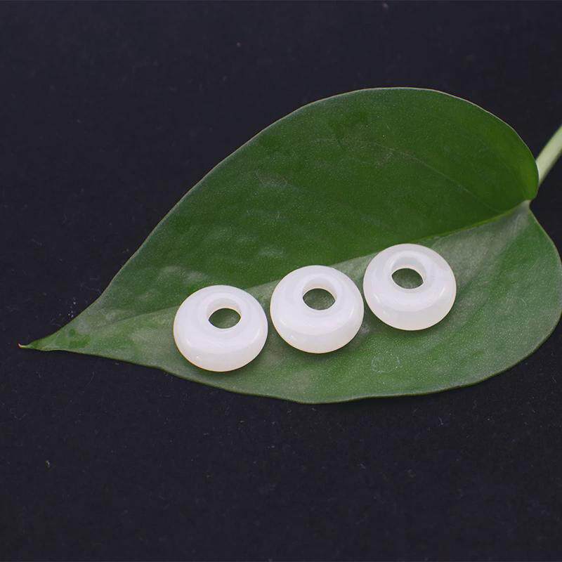 天和田玉青海料偏心怀古羊脂白玉k金镶嵌平安扣吊坠情侣款吊坠挂