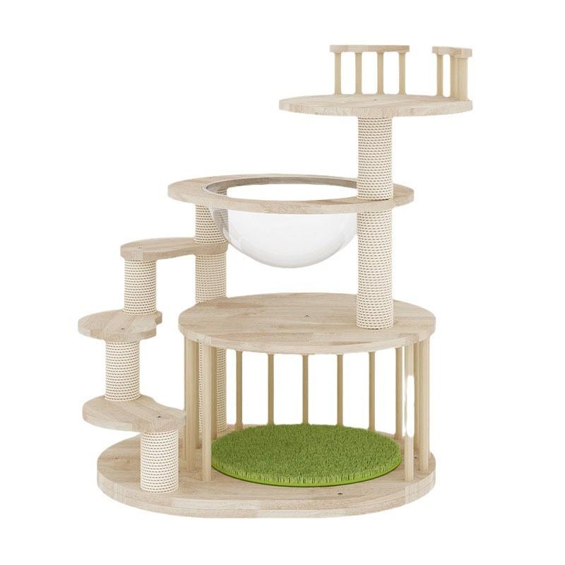 一体趣味实木猫爬架不占地猫抓板耐磨小户型嗨猫窝太空舱猫树自