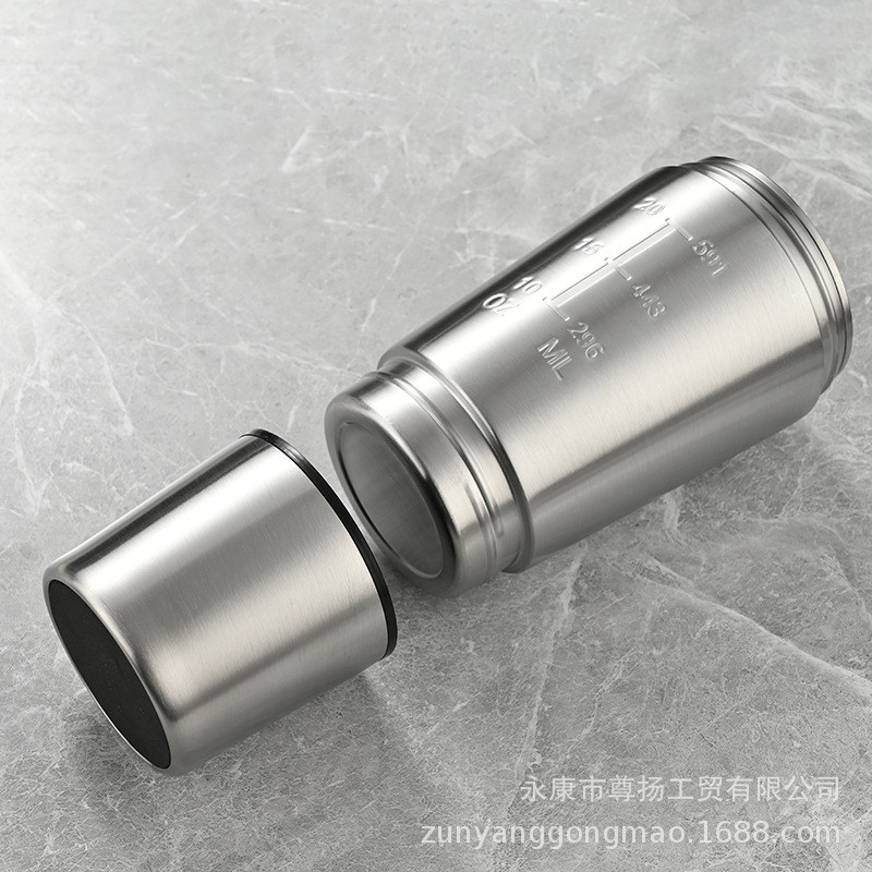 单层304不锈钢双节摇摇杯带粉盒户外运动蛋白粉搅拌杯水杯储物杯