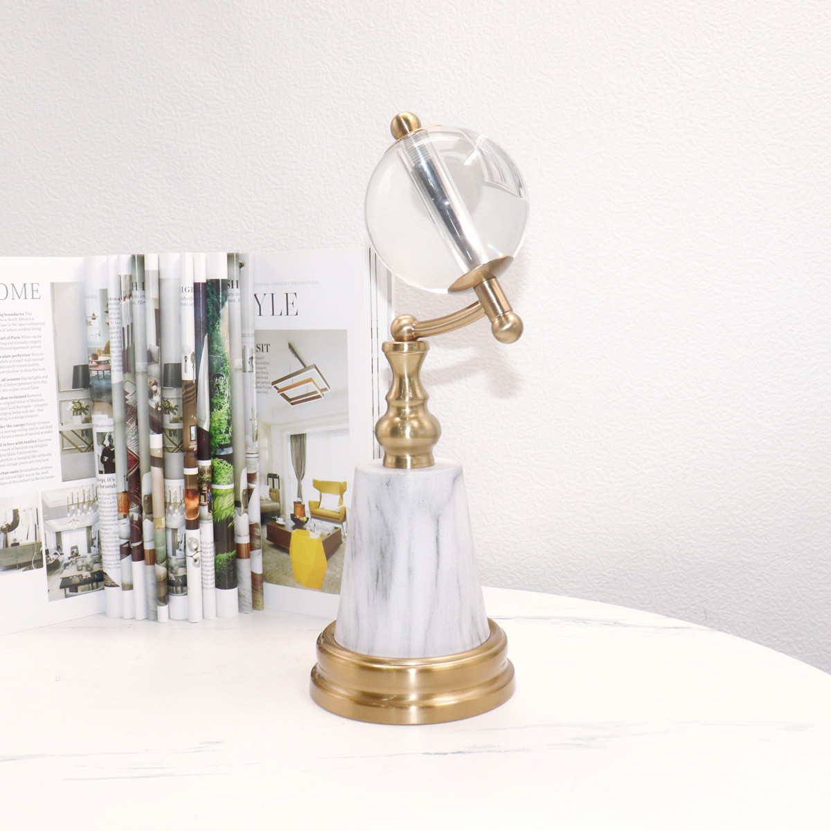 家居饰品地球仪摆件饰品玻璃球水晶球书桌办公室软装水晶摆设客厅