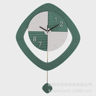 饰家用木质钟表石英时钟时尚 简约创意挂钟客厅装 木制静音摆钟挂表