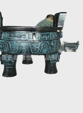 铜雕大型四足方鼎纯铜鼎盛开业礼品摆件礼品鼎盛鼎公司企业千秋