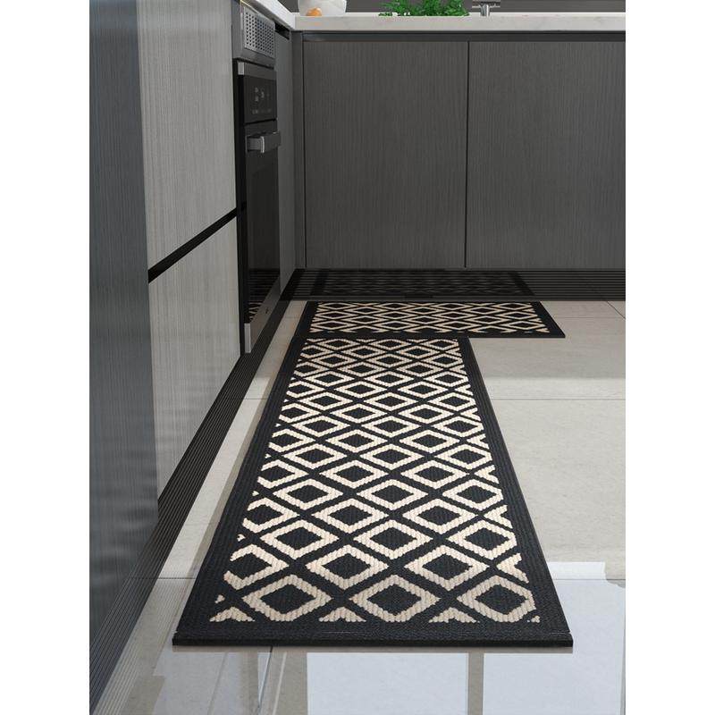 棋盘格厨房地垫防滑吸水防油污耐脏脚垫长条可擦免洗编织地毯,居家布艺,家用脚垫,淘宝优惠券,粉丝福利购,淘宝优惠卷