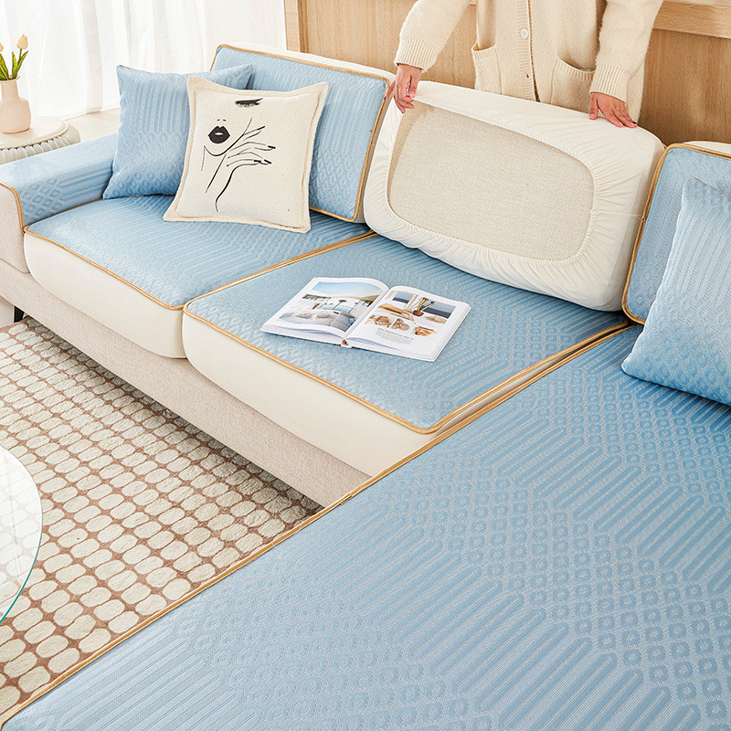 夏季冰丝沙发笠防滑凉席坐垫子水洗四季通用凉垫藤席沙发套罩冰垫