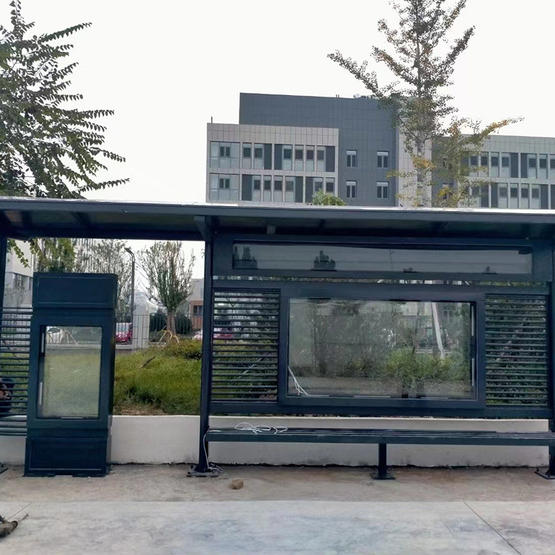 户外公交站台候车亭雨棚灯箱不锈钢落地宣传栏滚动制作发光广告牌