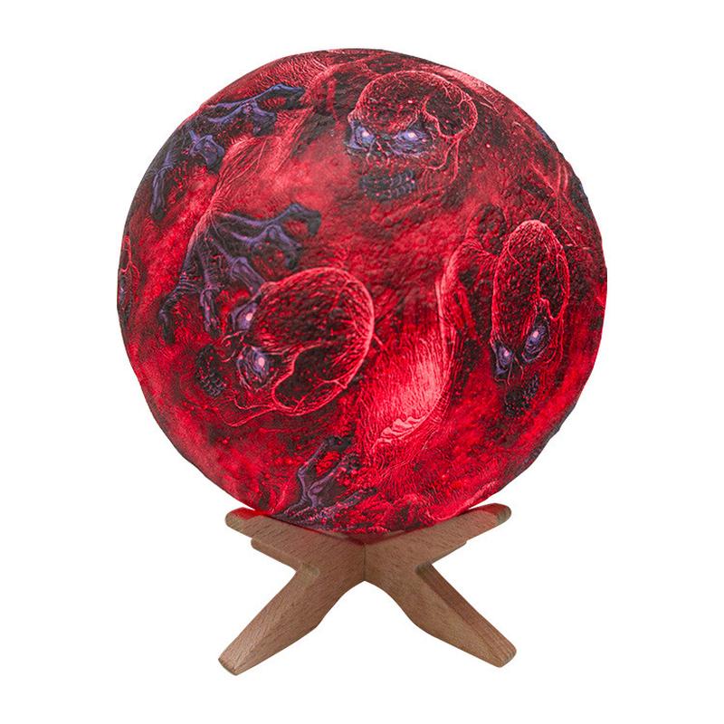 新款万圣节礼品月球灯儿童创意台灯彩绘蓝色骷髅led3d小夜灯