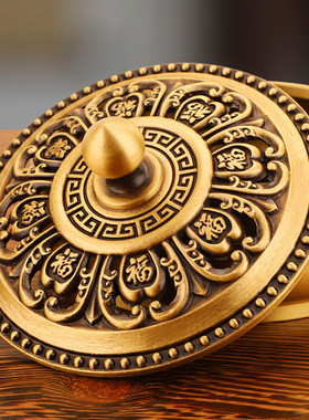 黄铜香炉带盖平底三足小香炉家用供奉黄铜香炉桌面摆件富贵炉批发