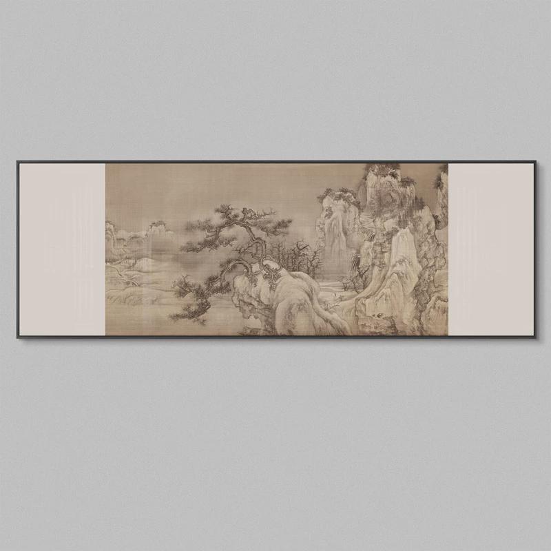 新中式苍松望山客厅餐厅装饰画茶室民宿软装挂画酒店别墅横幅壁画