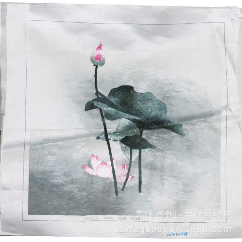 厂家供应苏绣成品挂画客厅书房办公室装饰画手工刺绣未装裱牡丹图片