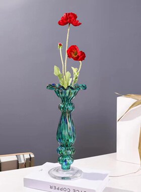琉璃石榴花瓶网红欧式ins风轻奢高颜值客厅玻璃花瓶装饰摆件