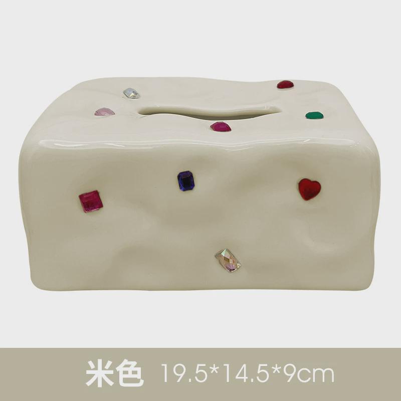 ins宝石纸巾盒客厅家用茶几创意陶瓷餐桌抽纸盒高级感餐巾纸盒