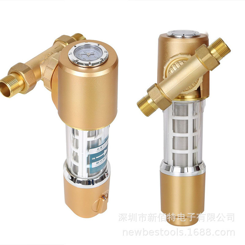 自旋转前置过滤器万向自来水净水机不锈钢滤网全屋水管净化反冲洗
