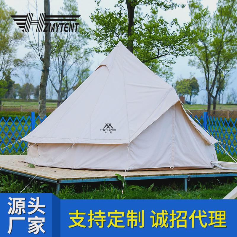 沐阳蒙古包户外帐篷无中杆防霉防雨专业过夜多人牛津布棉布营地帐