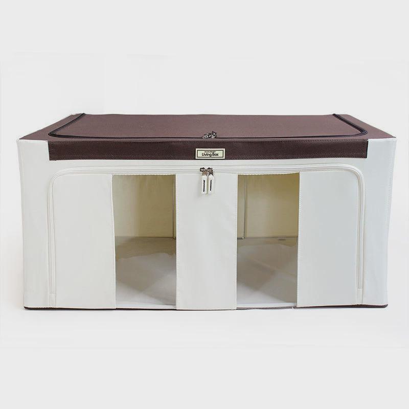 120l特大号牛津布收纳箱布艺整理箱装箱衣物百纳棉被储物箱四钢架