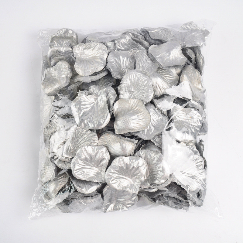 仿真玫瑰花瓣婚礼婚床装饰用品金银色手抛绢布花撒花一斤约4500片