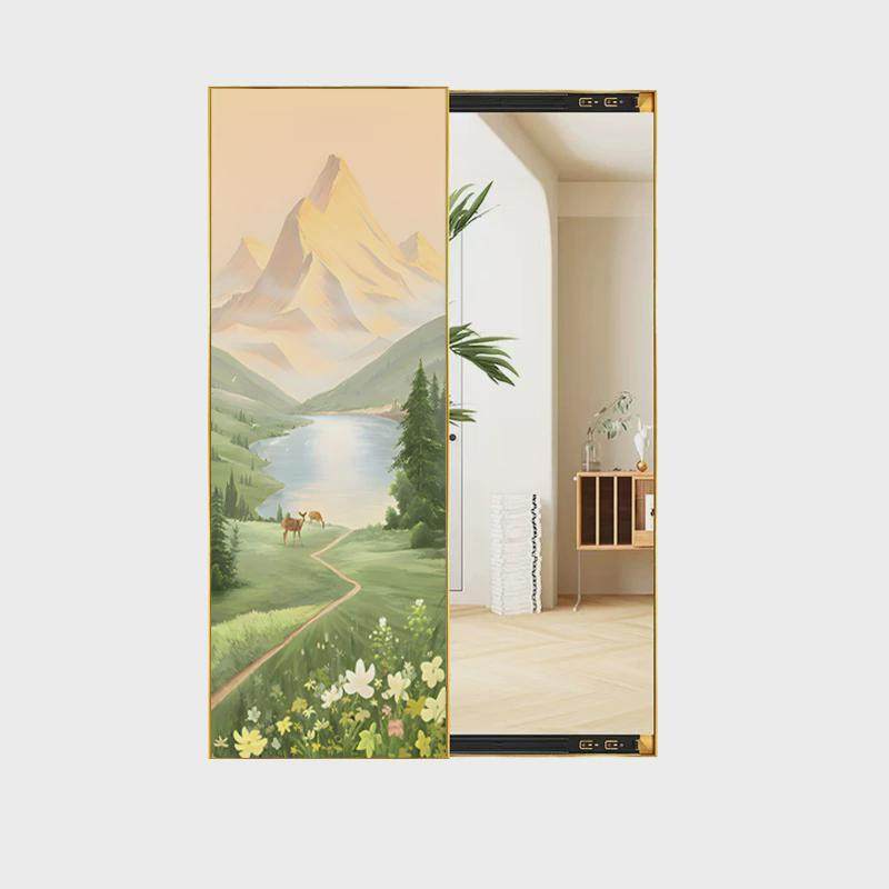 推拉金山日照穿衣镜高端玄关隐藏式镜子全身镜现代装饰画试新款