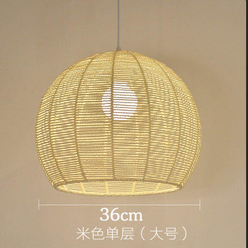 北欧麻绳吊灯榻榻米创意圆形田园现代简约餐厅卧室阳台吊灯具