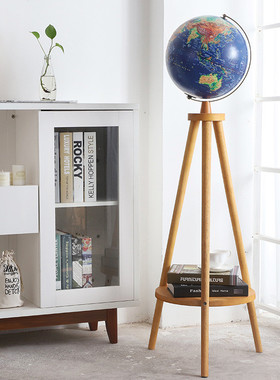 美式书房大号家居摆设办公室地球仪led发光客厅摆件落地地球仪